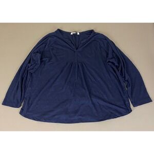 Sonoma Goods For Life Top Blouse Women's Plus‎ Size 2X Navy Blue Long Sleeve